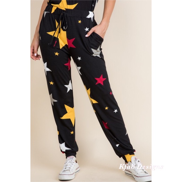 Pants - ⭐️LAST 1! Star Print Soft Jersey Pocket Joggers!